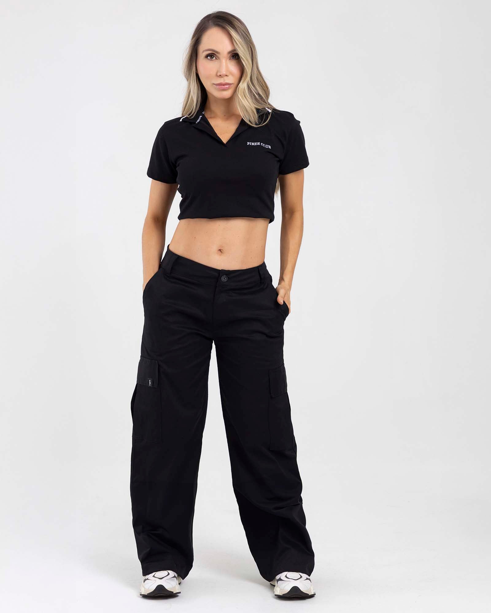 Pantalón cargo match negro FIBER