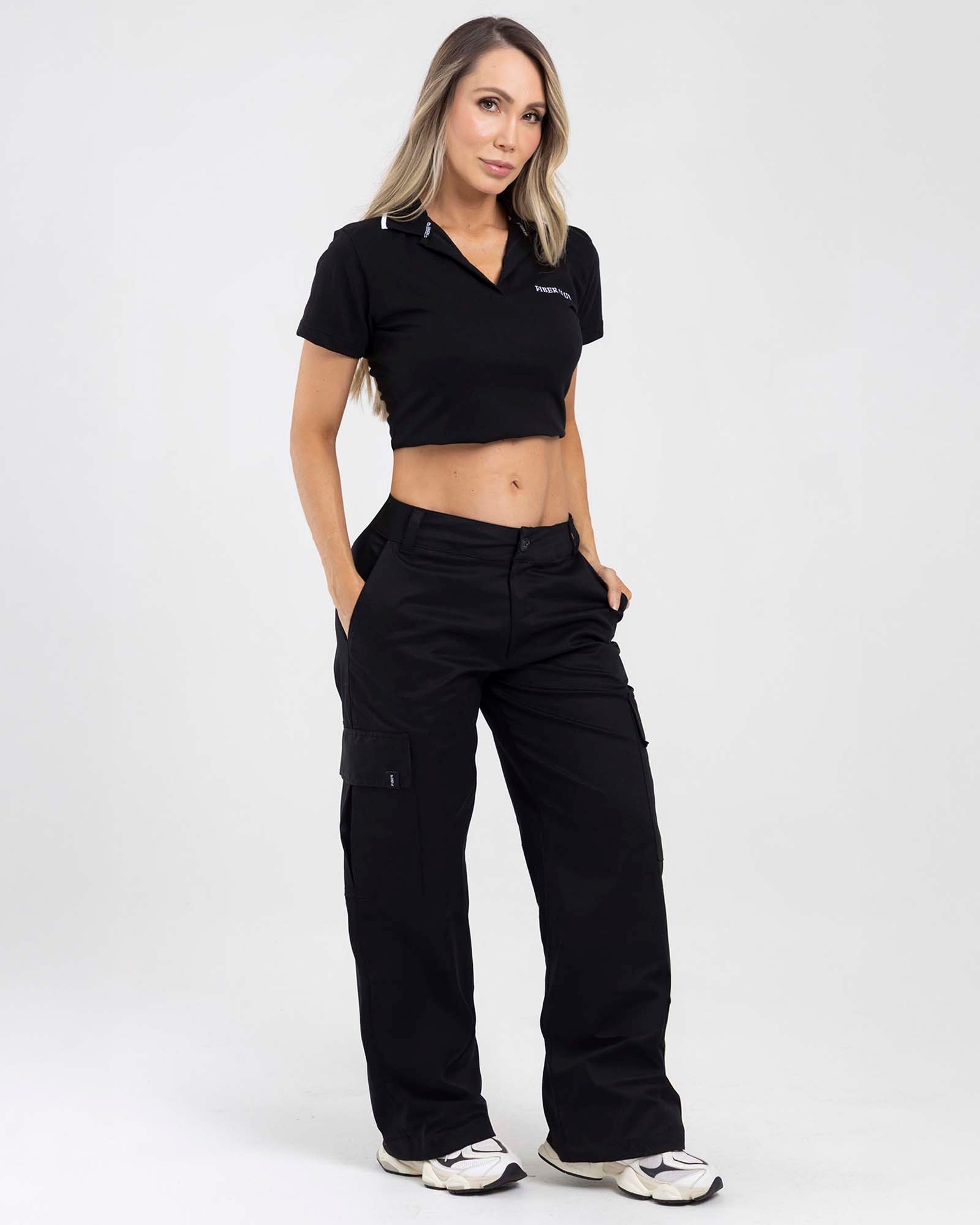 Pantalón cargo match negro FIBER