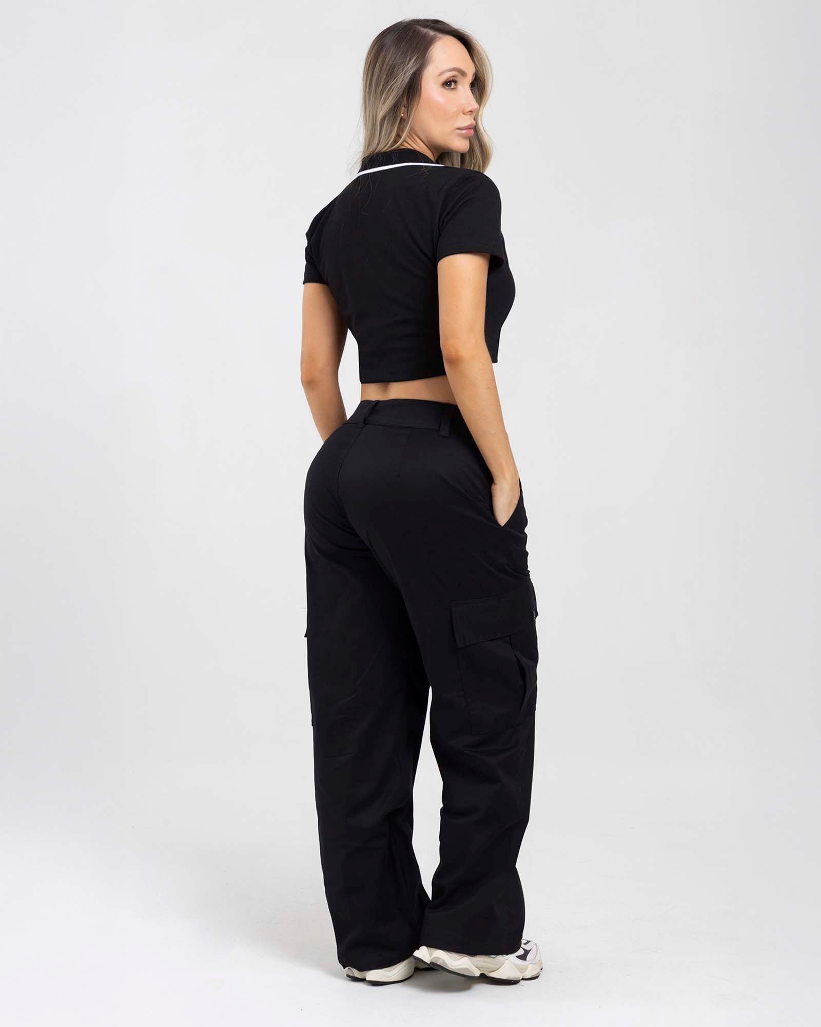 Pantalón cargo match negro FIBER