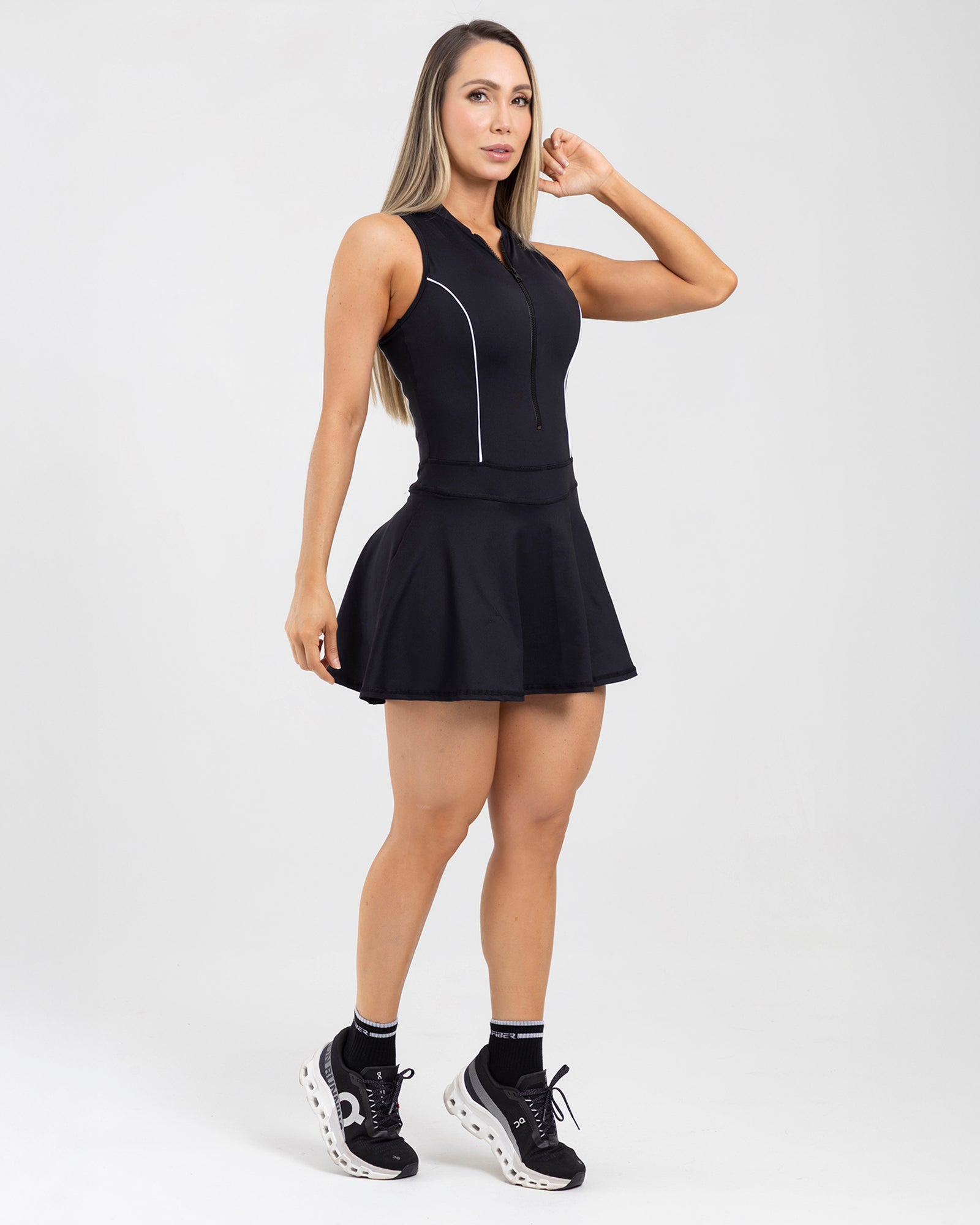 Enterizo falda match negro FIBER