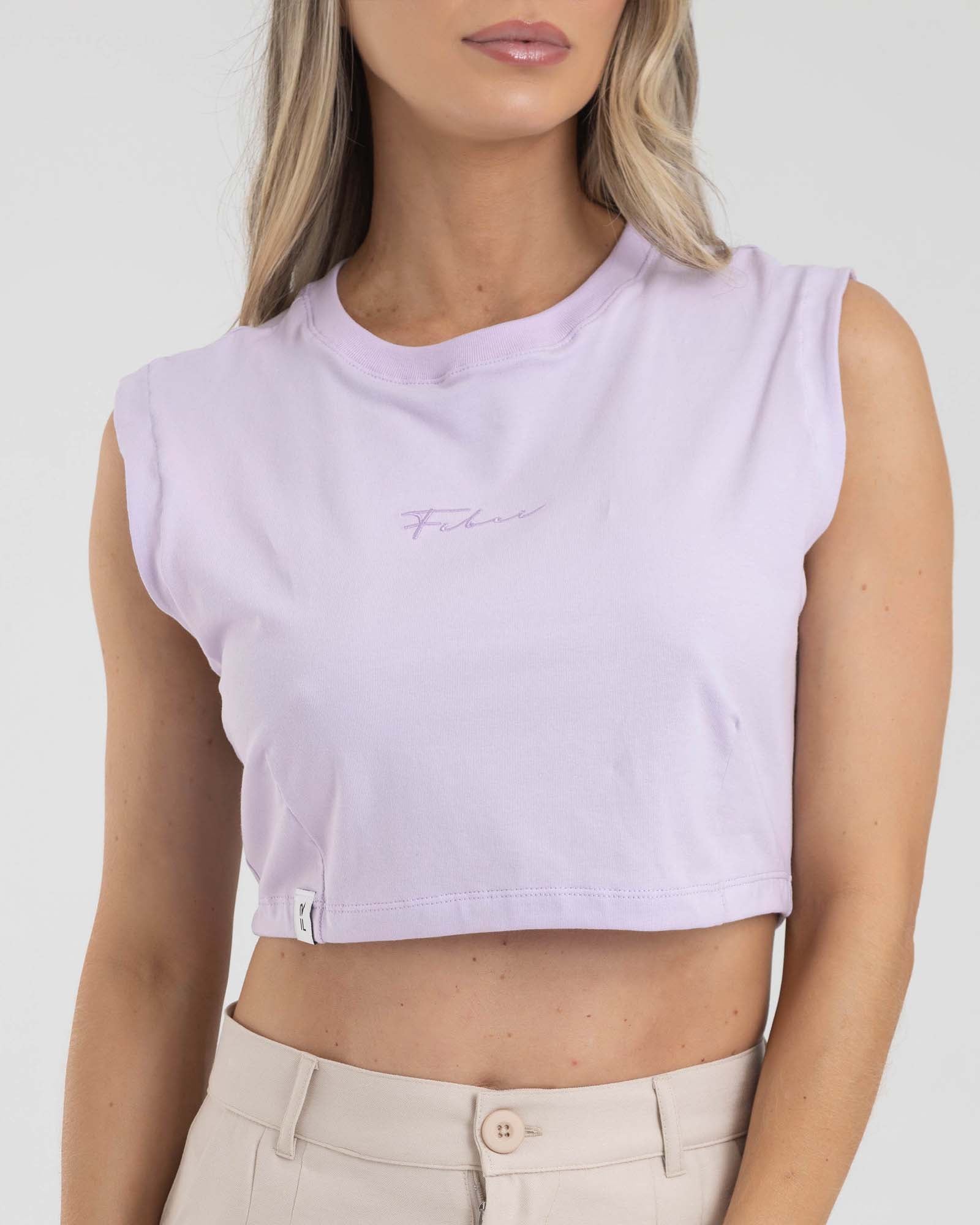 Blusa crop manga sisa lila orchid muse FIBER