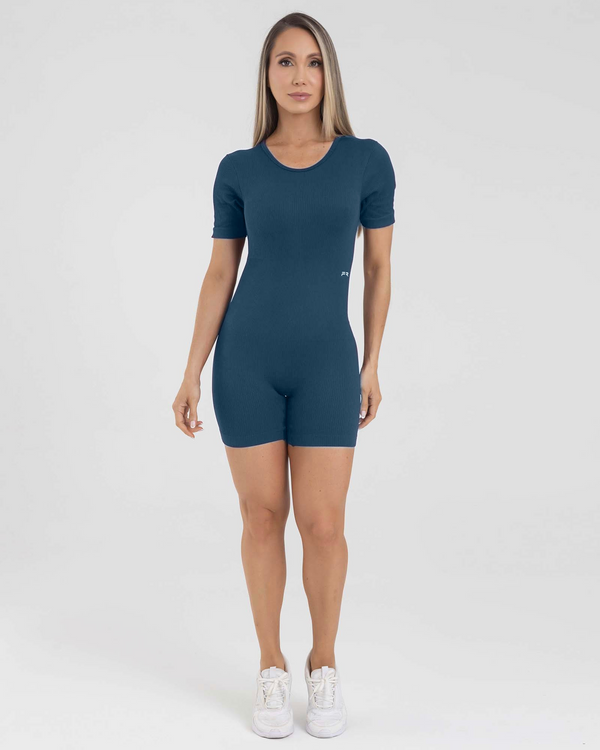Enterizo corto manga corta push up azul muse FIBER