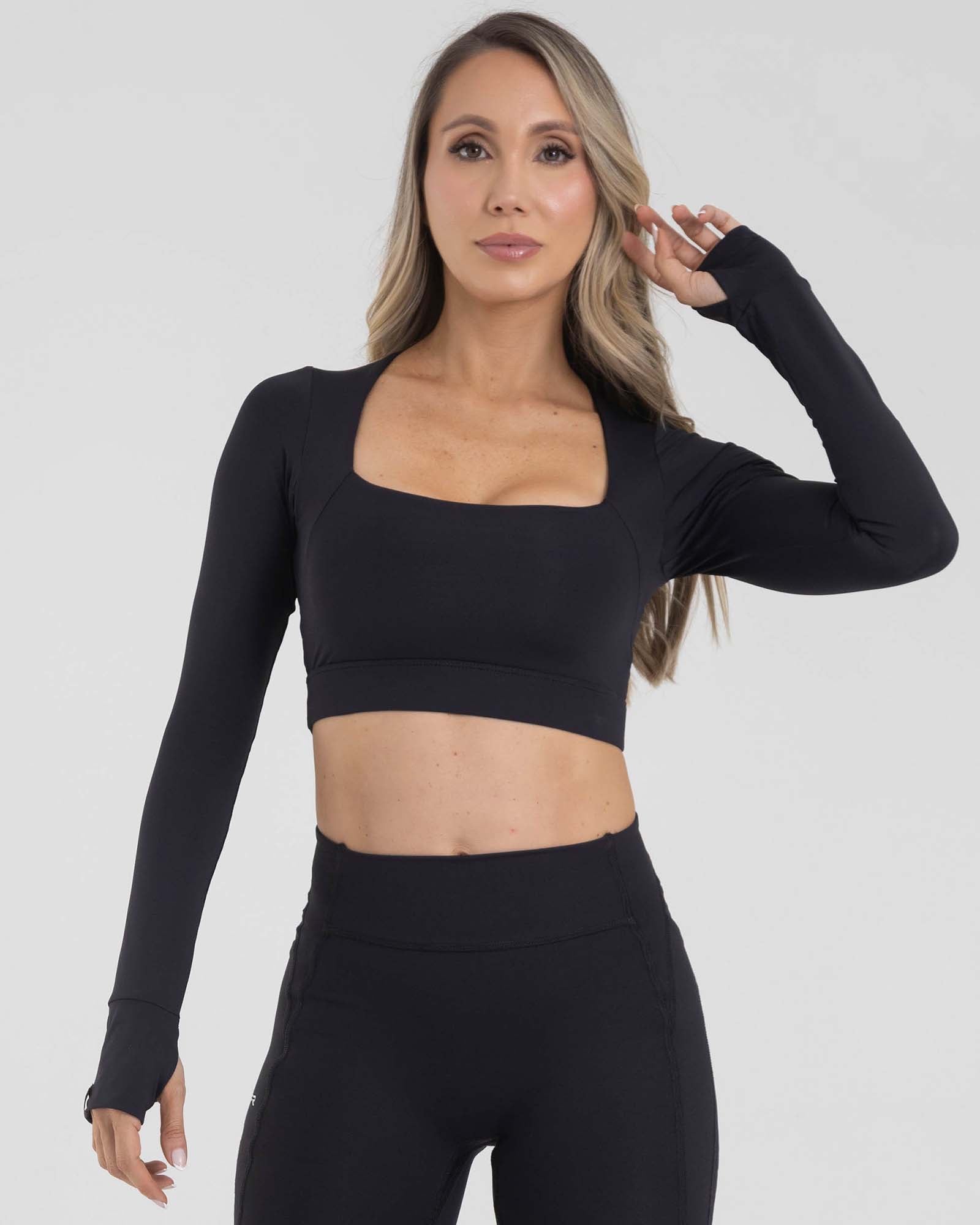 Top manga larga negro muse FIBER
