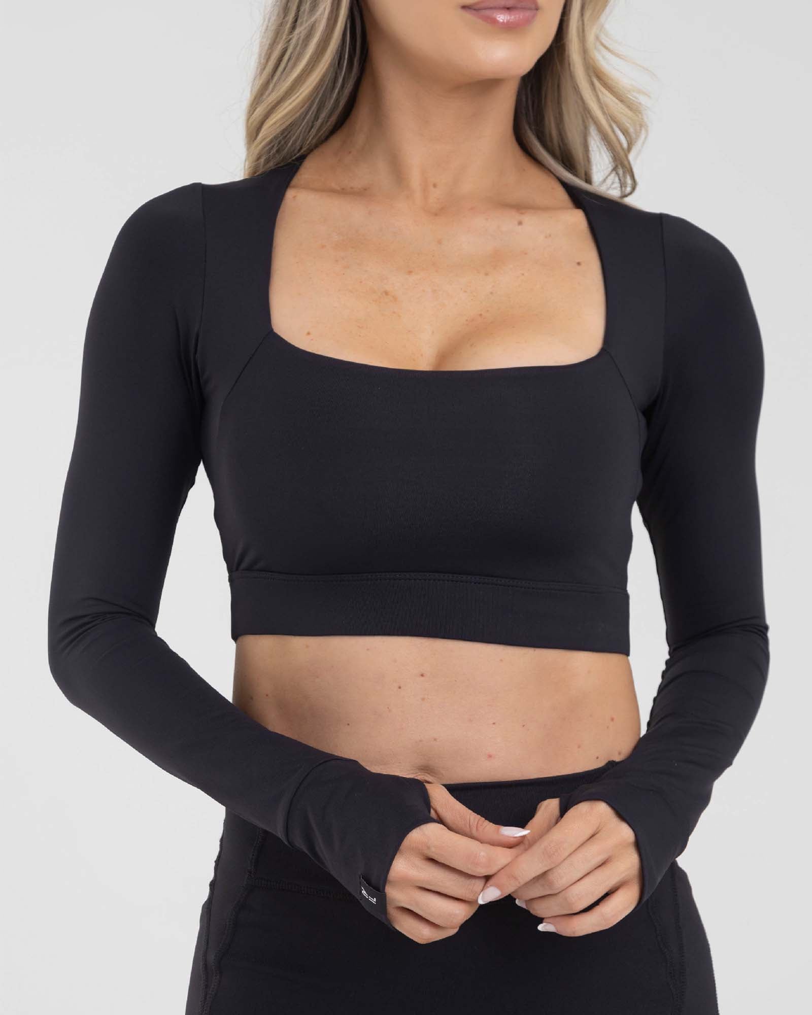 Top manga larga negro muse FIBER