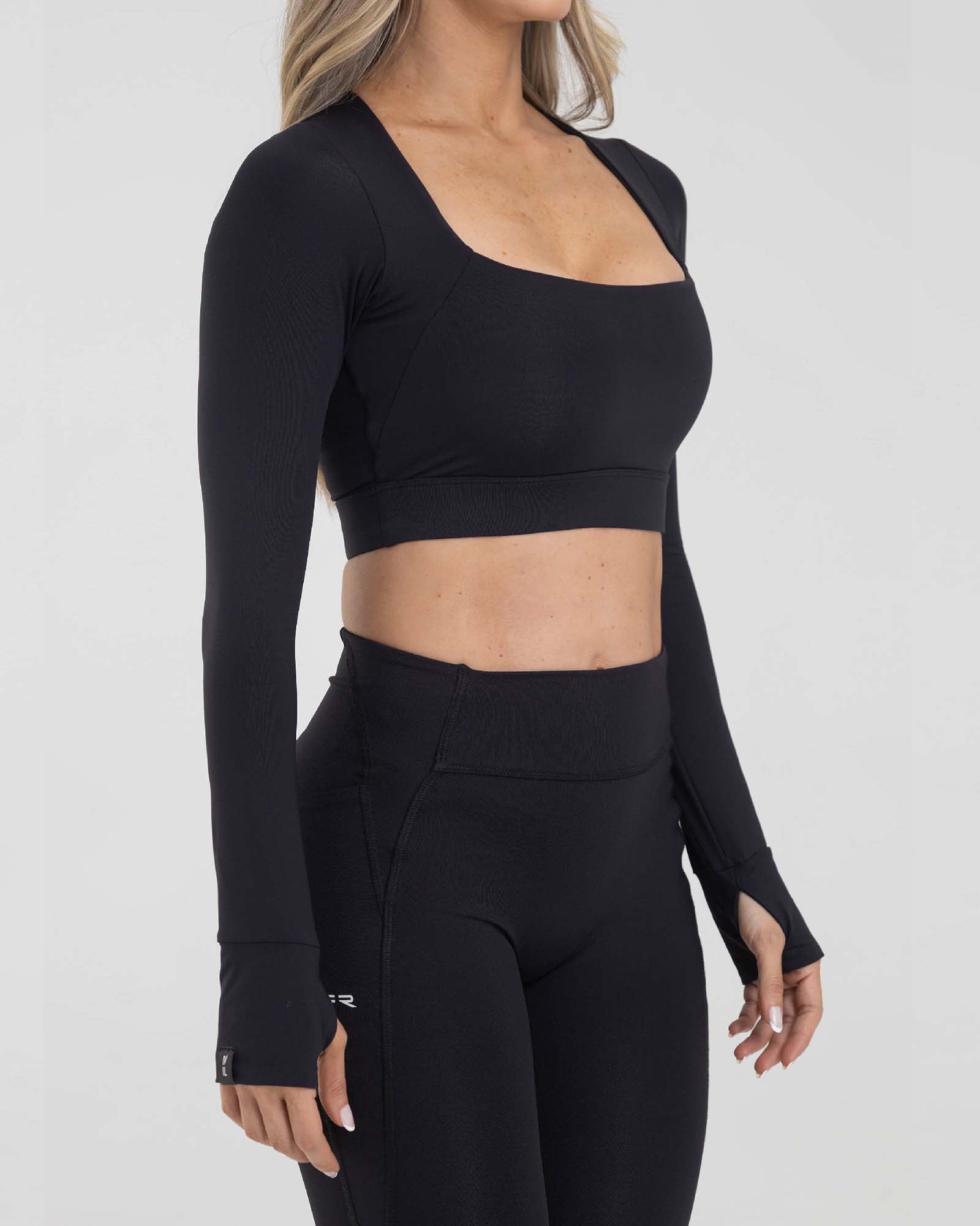 Top manga larga negro muse FIBER