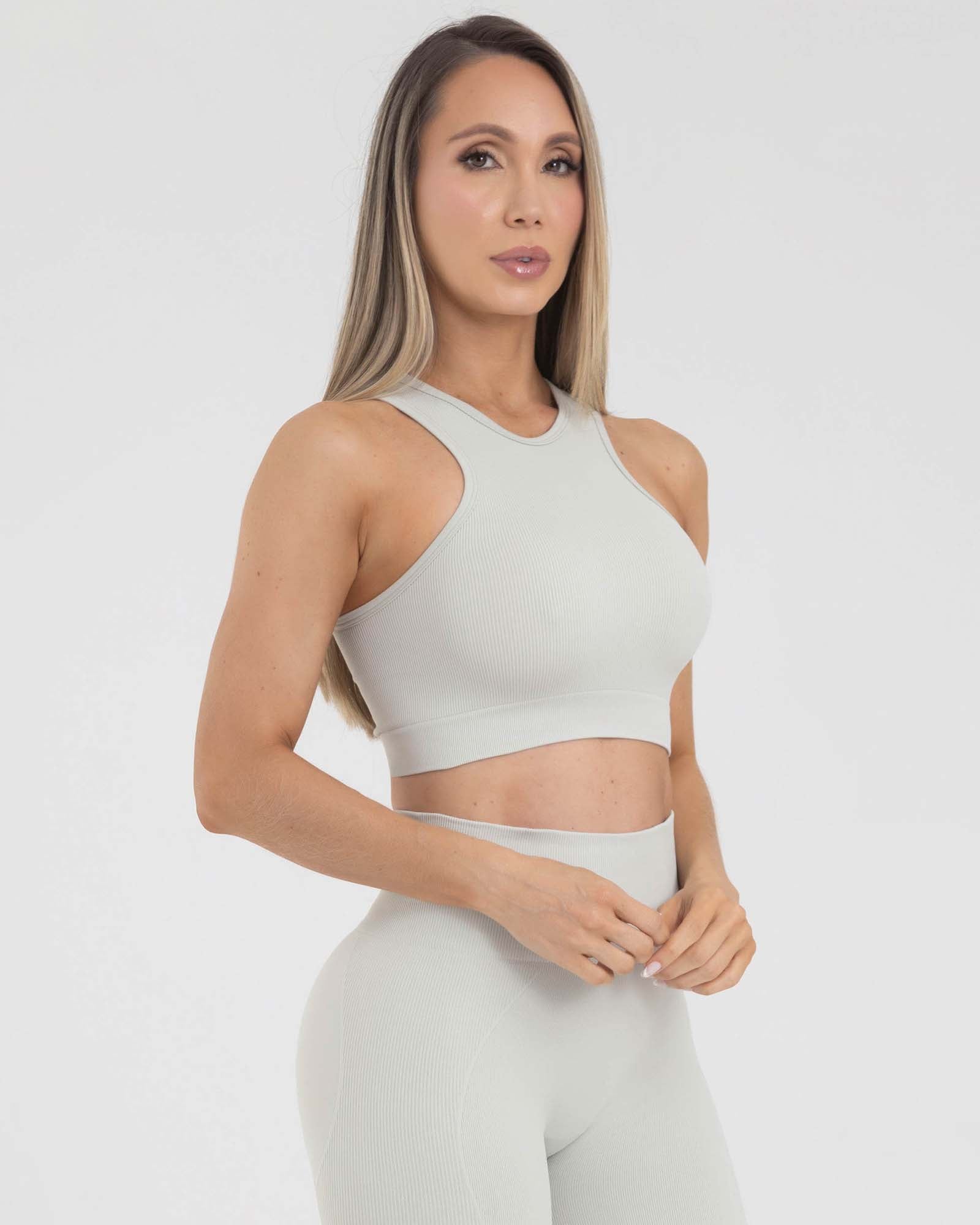 Top manga sisa seamless beige agata muse FIBER