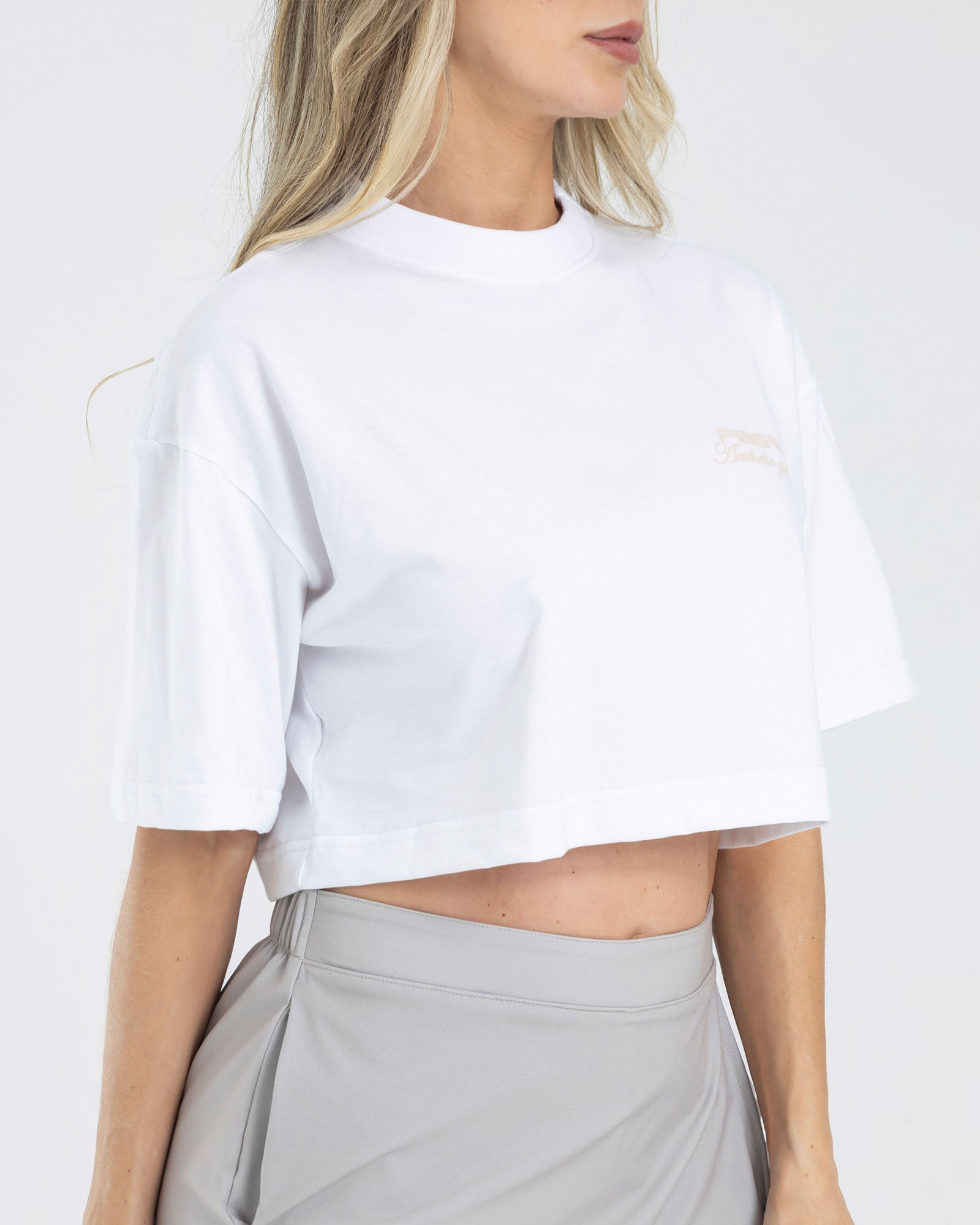 Camiseta corta holgada blanco pilates FIBER