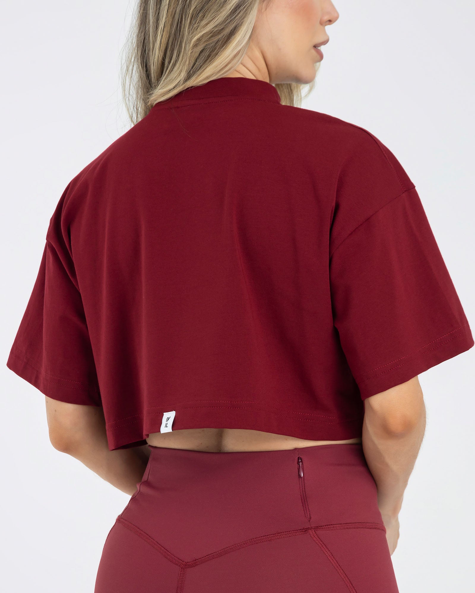 Camiseta corta holgada rojo granate pilates FIBER