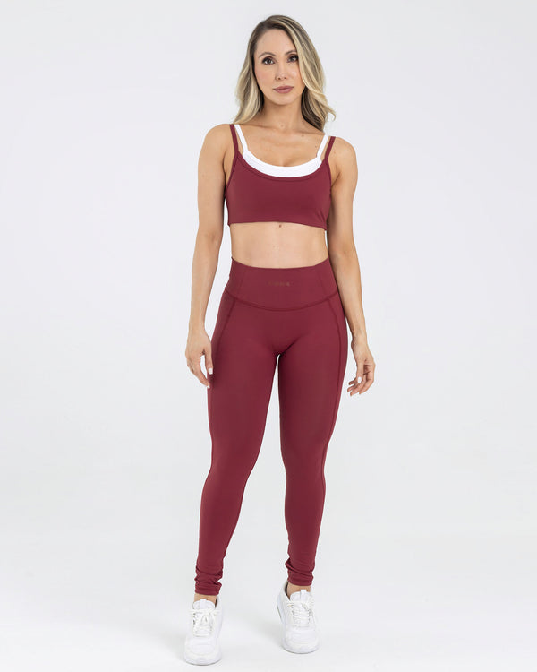 Leggings rojo granate pilates FIBER