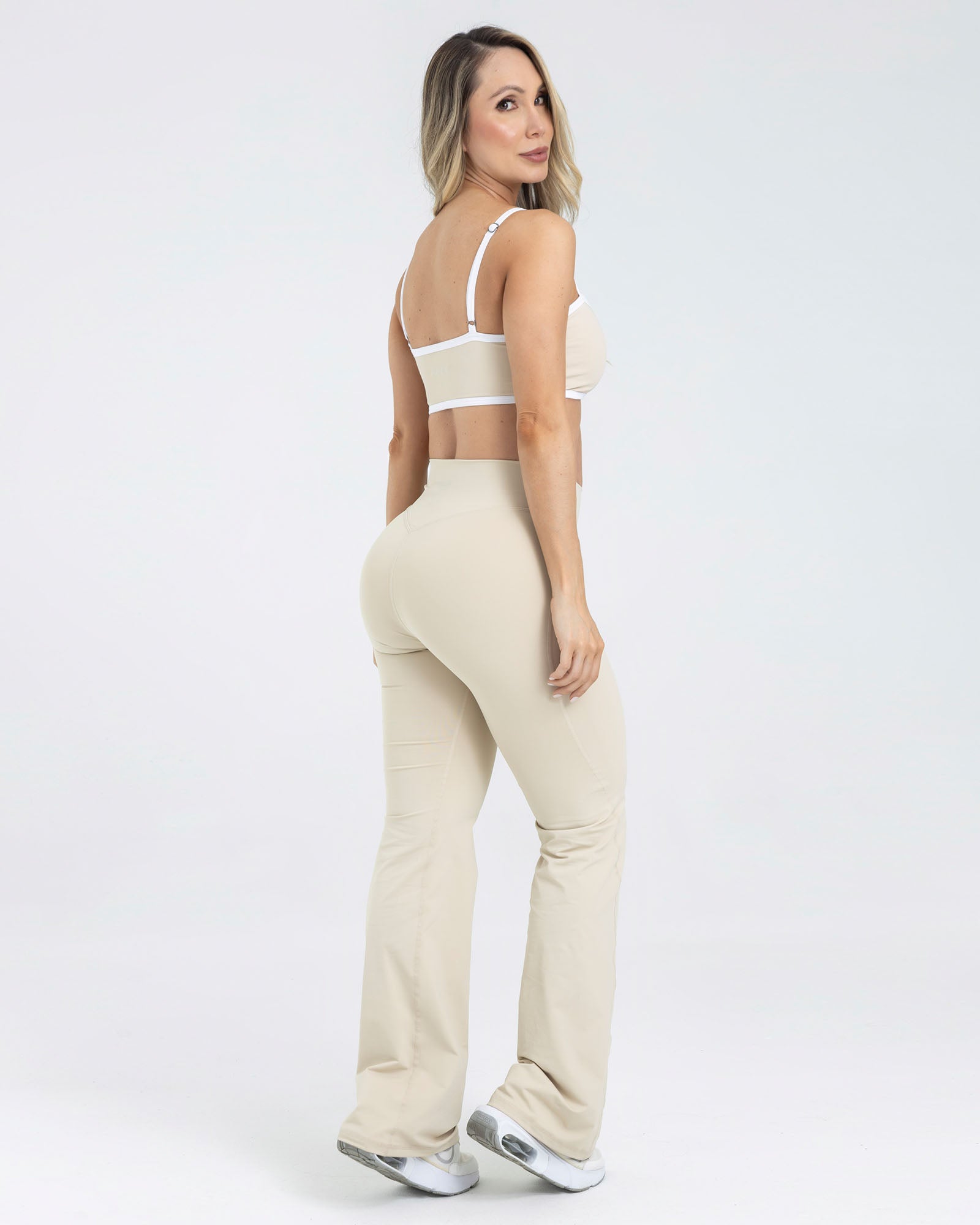 Leggings bell bottoms pilates beige FIBER