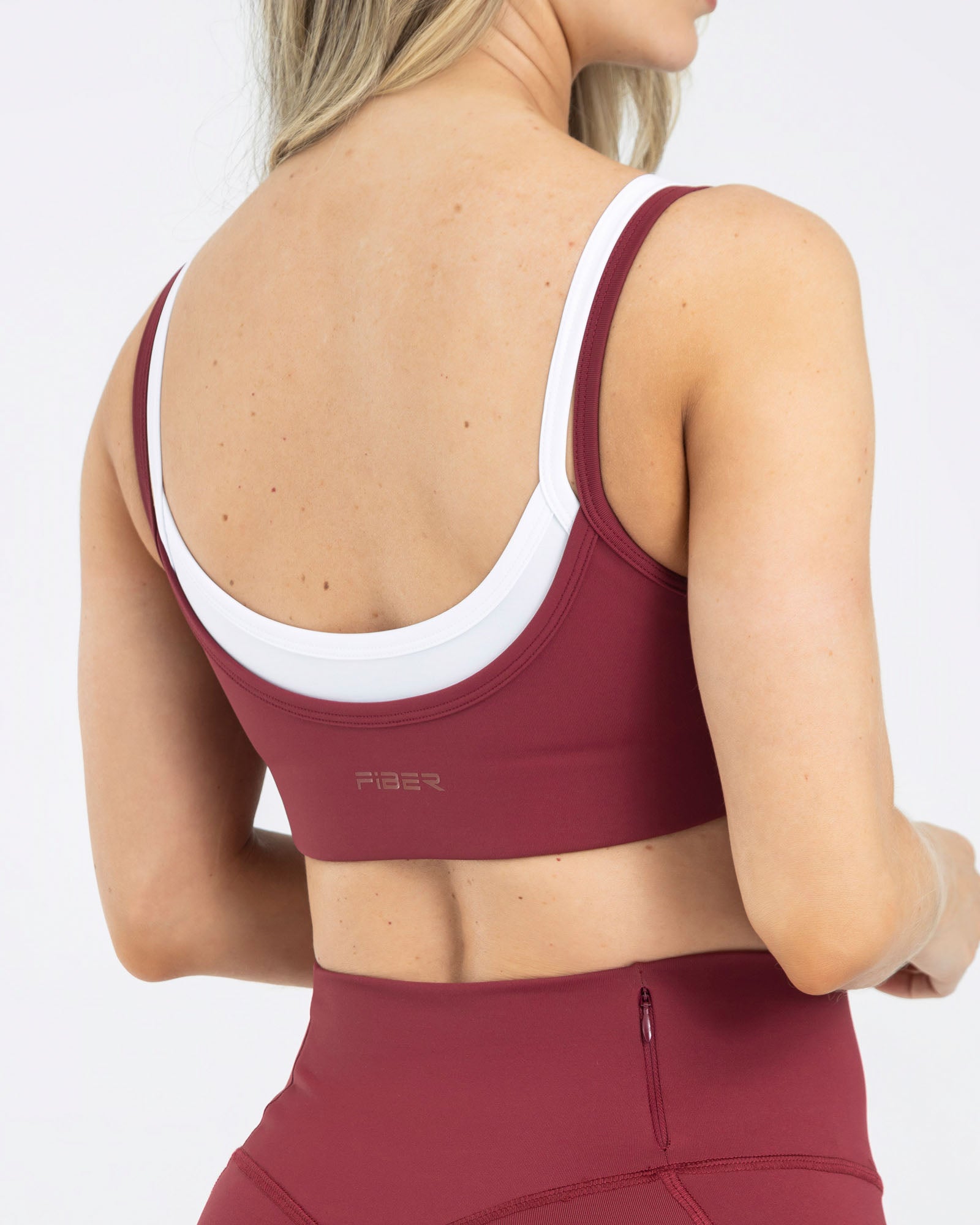 Top manga sisa double rojo granate pilates FIBER