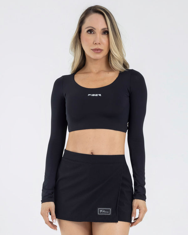 Top manga larga negro pilates FIBER