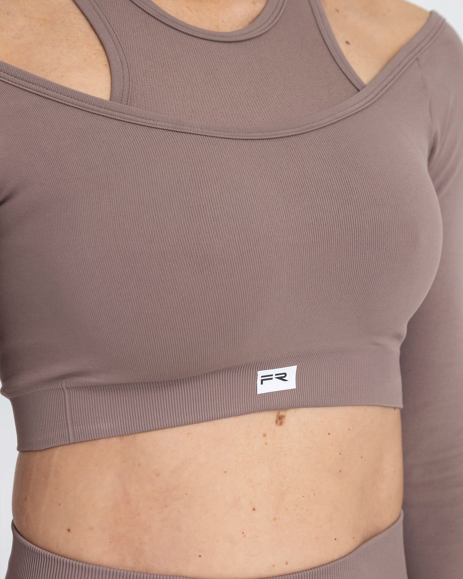 Top manga larga seamless cafe latte pilates FIBER