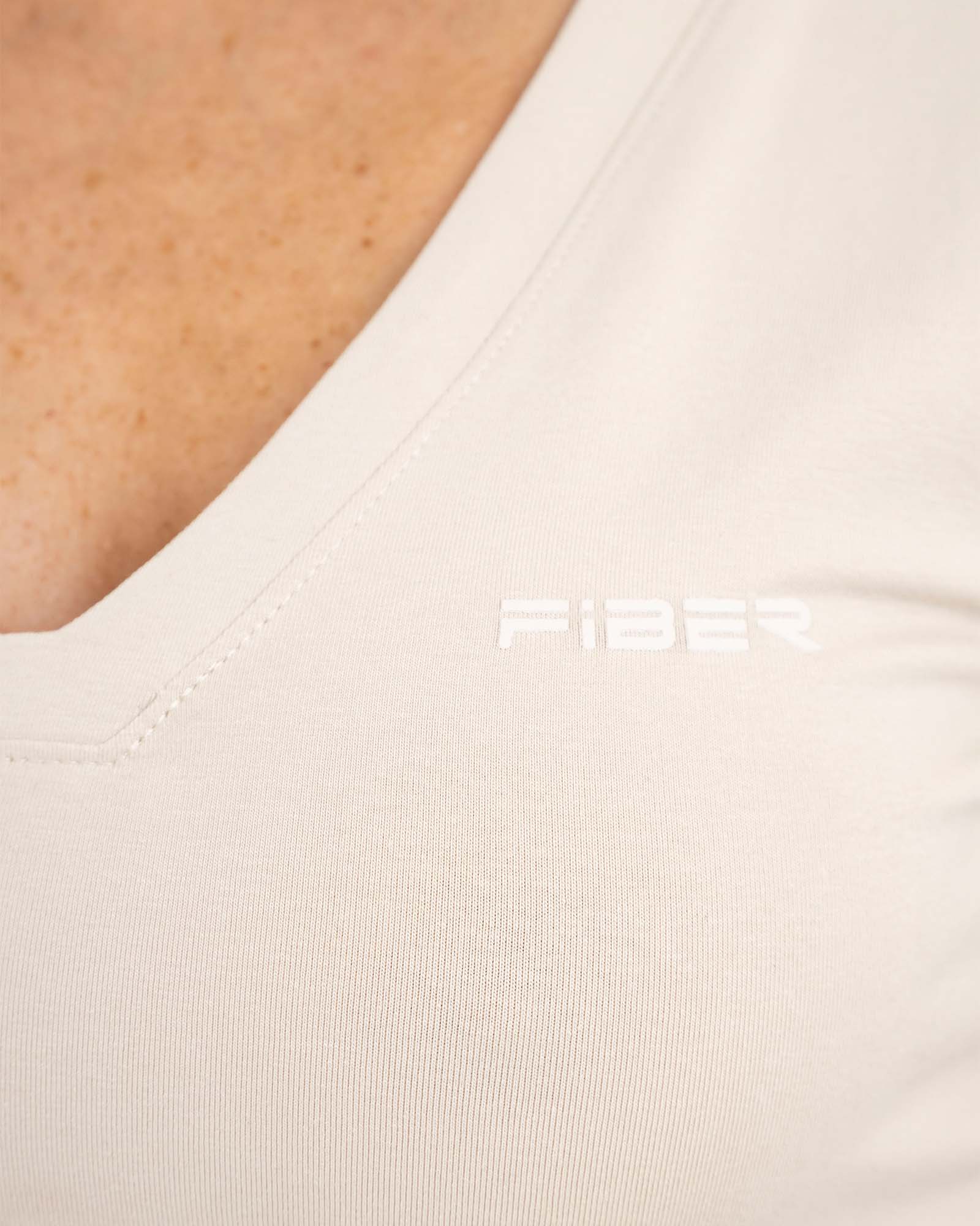 Camiseta corta halter beige sporty FIBER