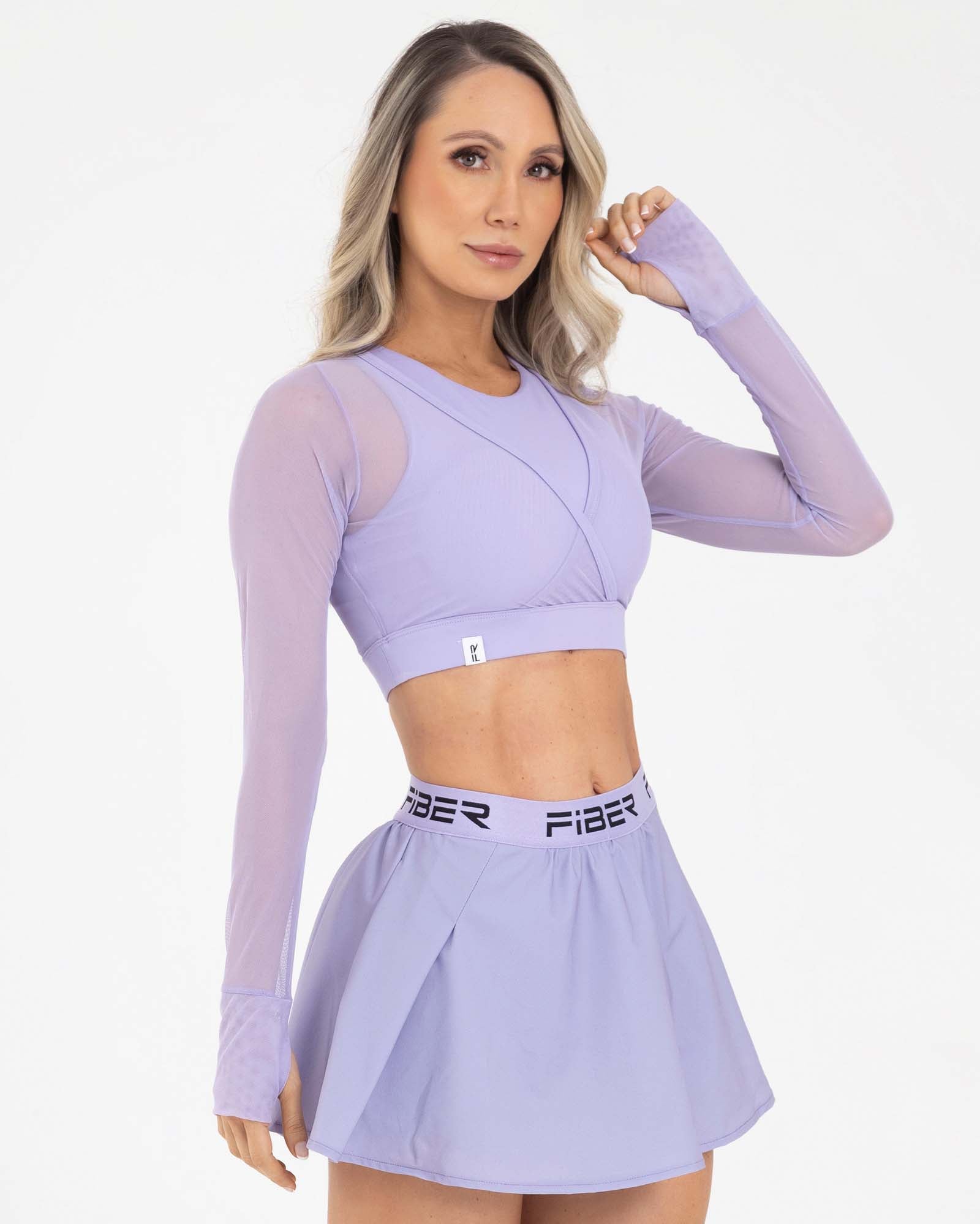 Top manga larga net lila sporty FIBER