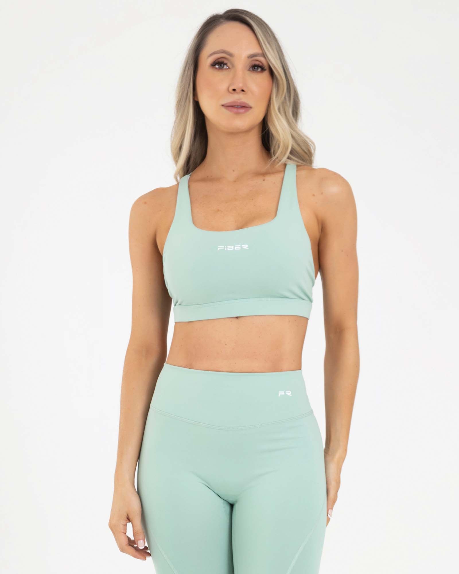 Top manga sisa cross strips verde mint sporty FIBER