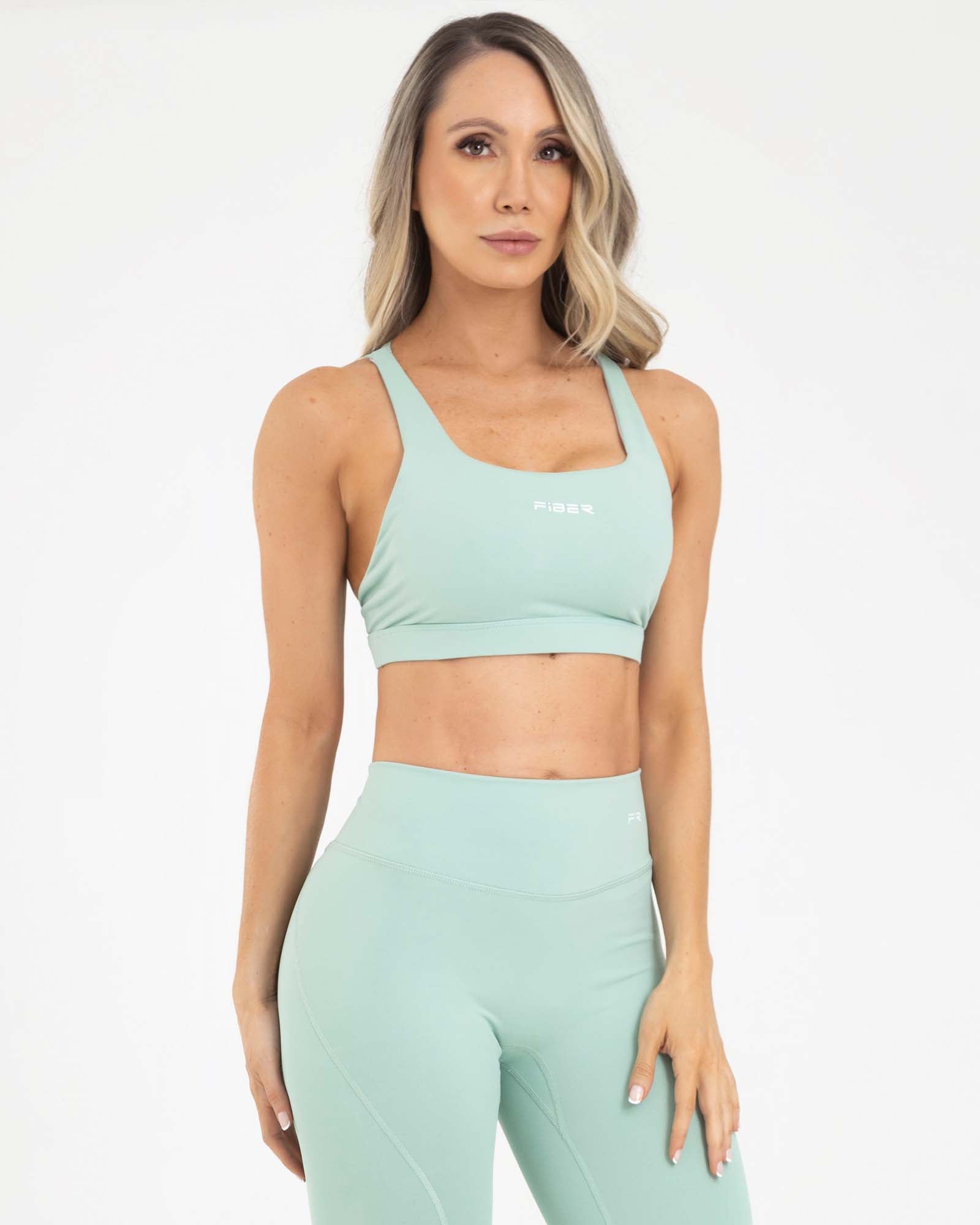 Top manga sisa cross strips verde mint sporty FIBER