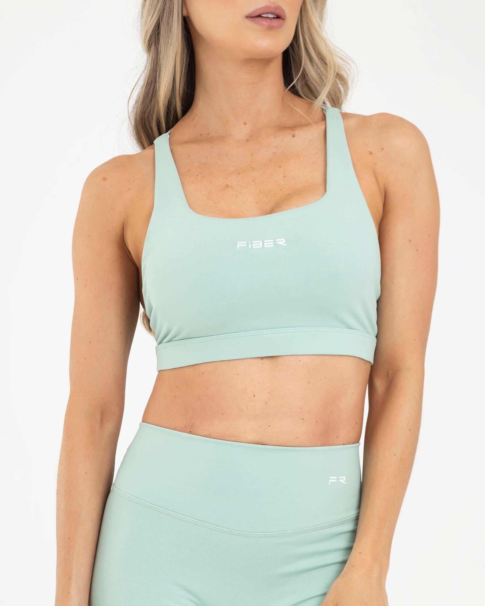 Top manga sisa cross strips verde mint sporty FIBER