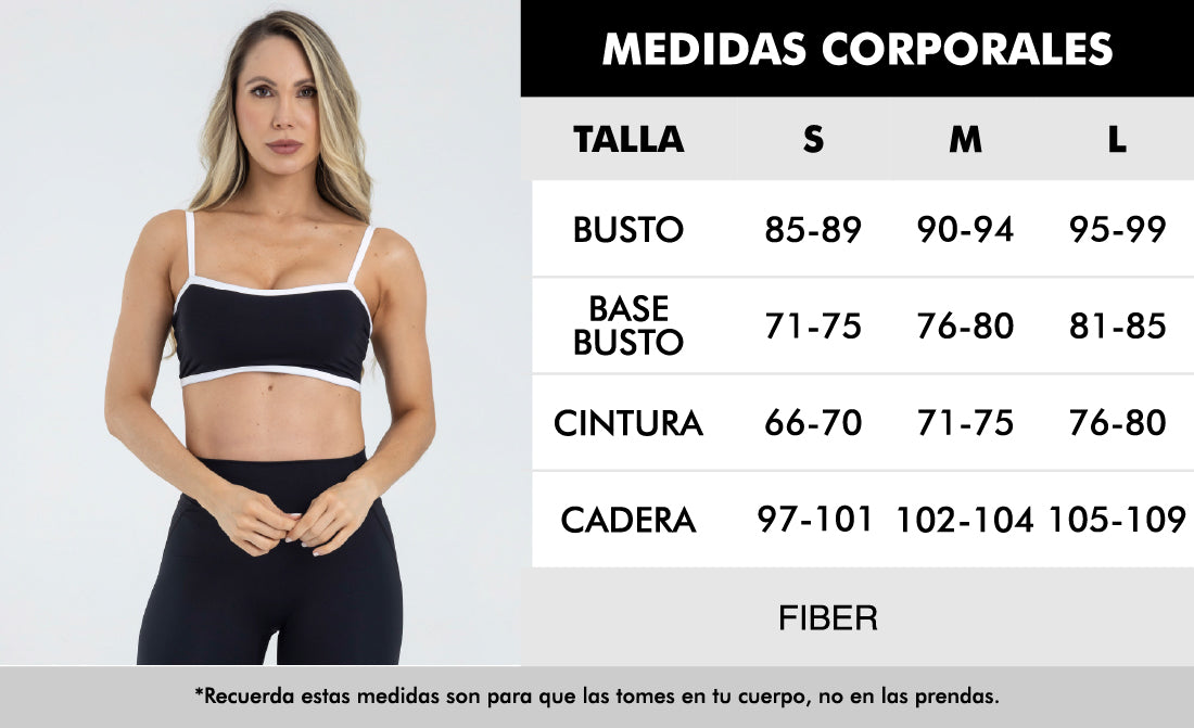 Top manga sisa contrast negro pilates FIBER