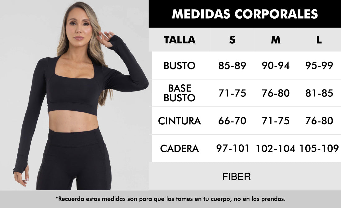 Top manga larga negro muse FIBER