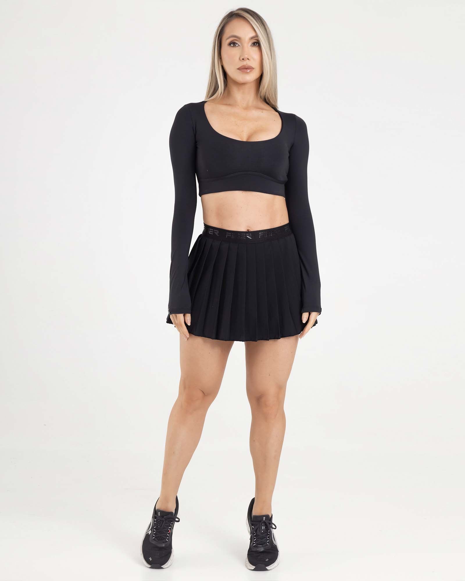 Falda plisada branded negro eterea FIBER