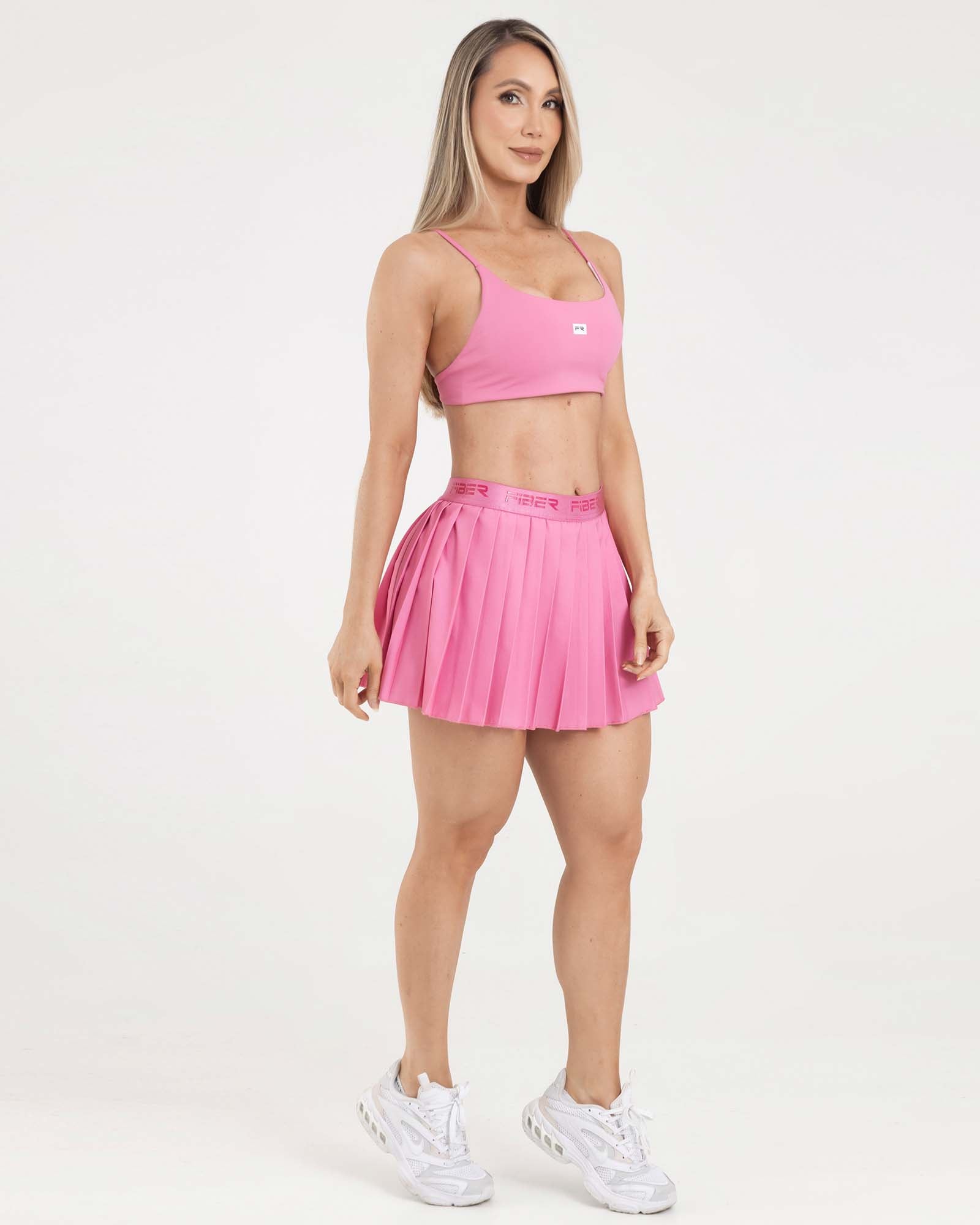 Falda plisada branded rosa cosmos eterea FIBER