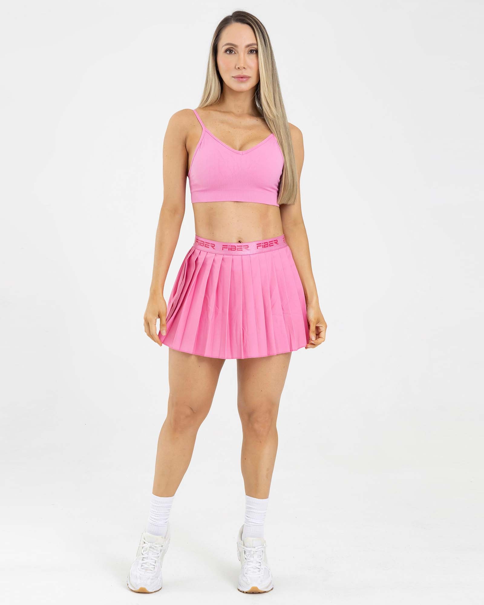 Falda plisada branded rosa cosmos eterea FIBER