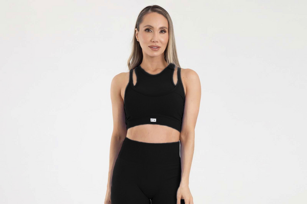 Top manga sisa double seamless negro eterea FIBER