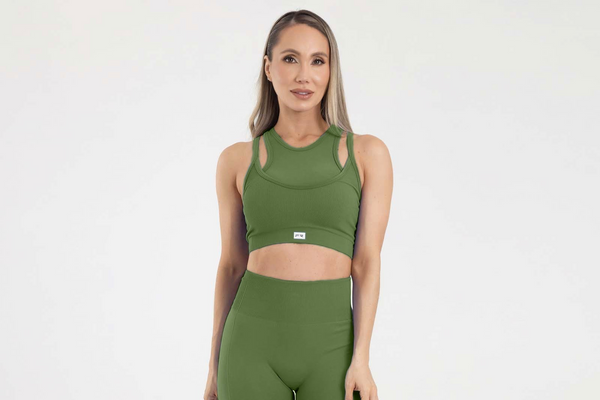 Top manga sisa double seamless verde oliva eterea FIBER