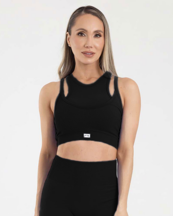 Top manga sisa double seamless negro eterea FIBER