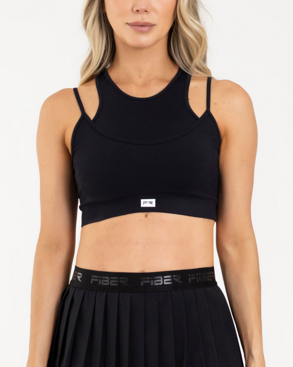 Top manga sisa double seamless negro eterea FIBER