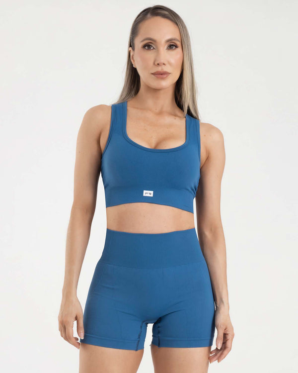 Top manga sisa seamless azul eterea FIBER