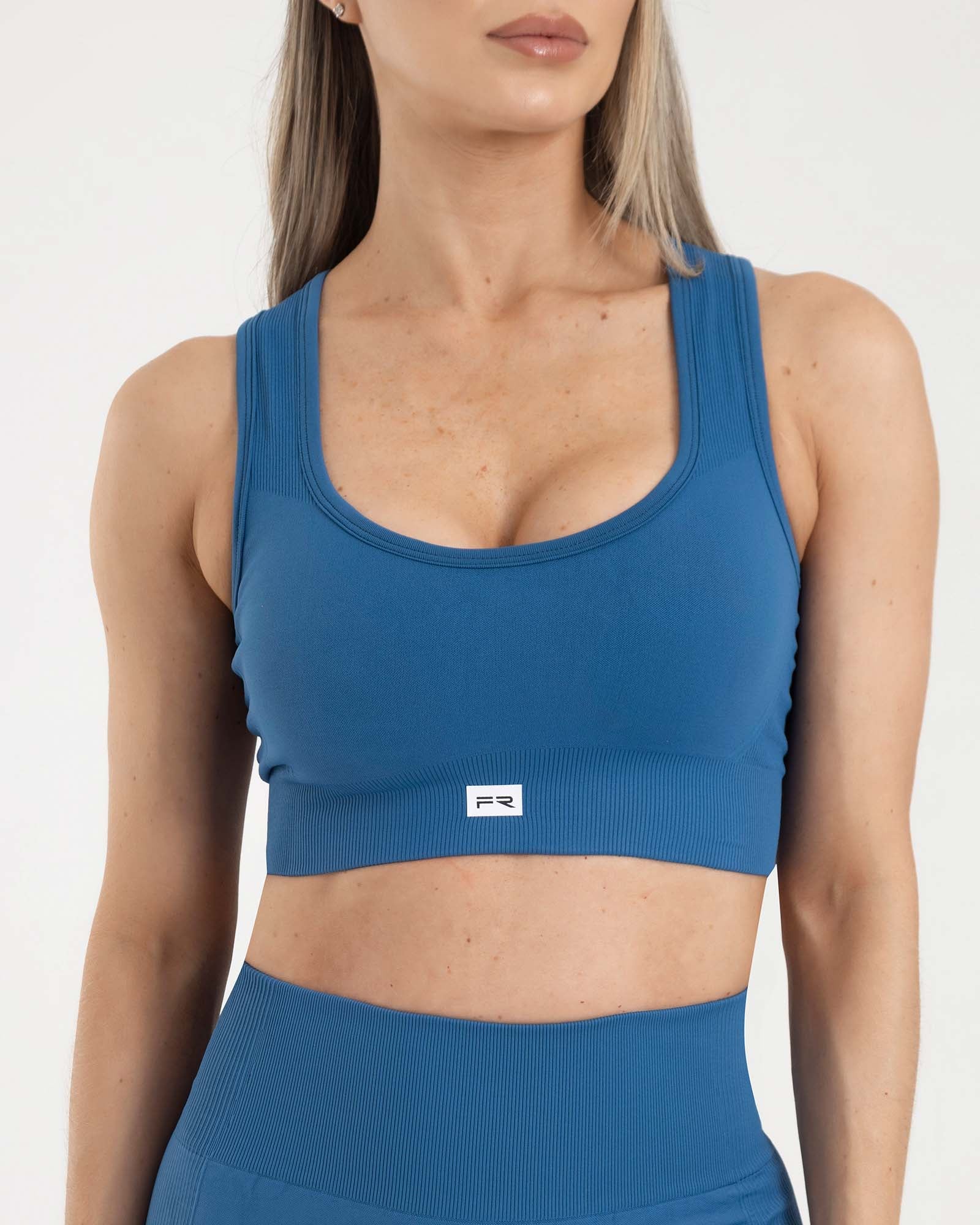 Top manga sisa seamless azul eterea FIBER