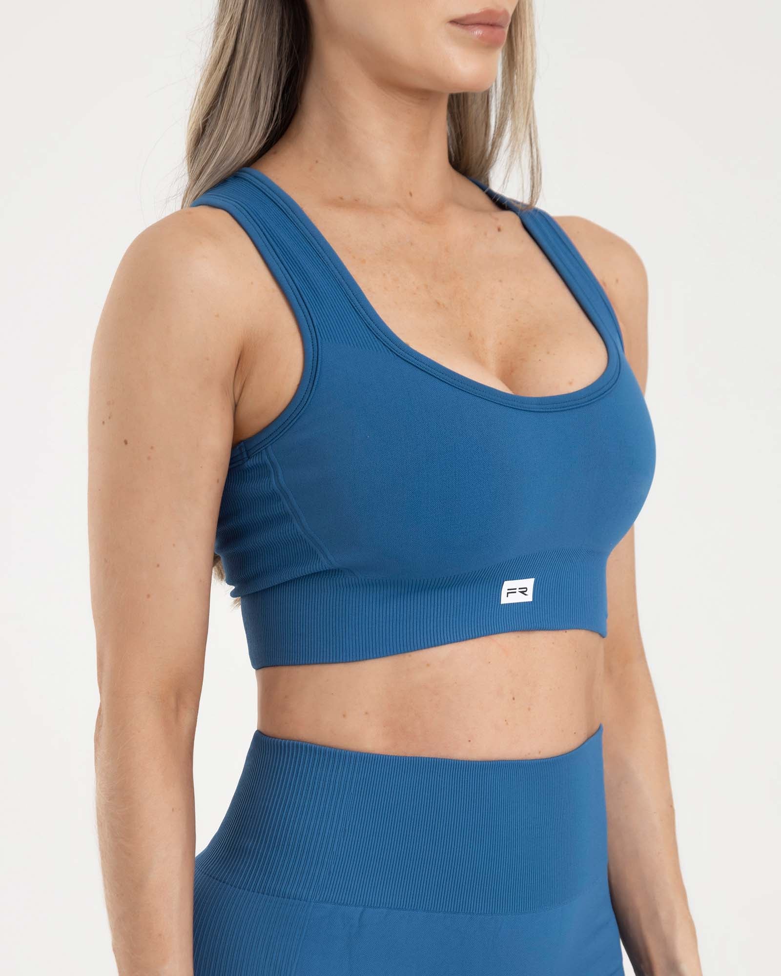 Top manga sisa seamless azul eterea FIBER