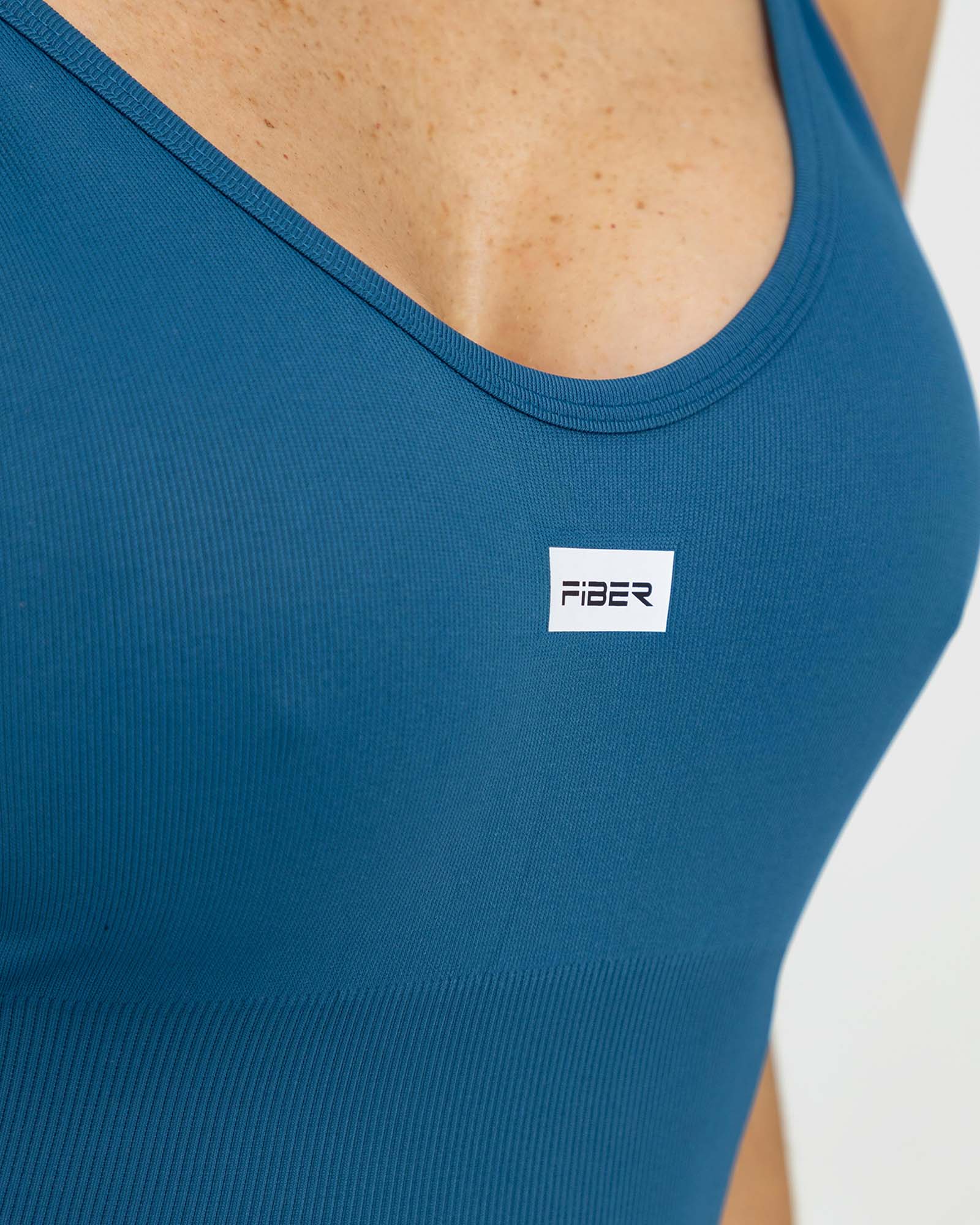 Enterizo largo sin costuras fruncido núcleo profundo azul petróleo nivelar FIBRA