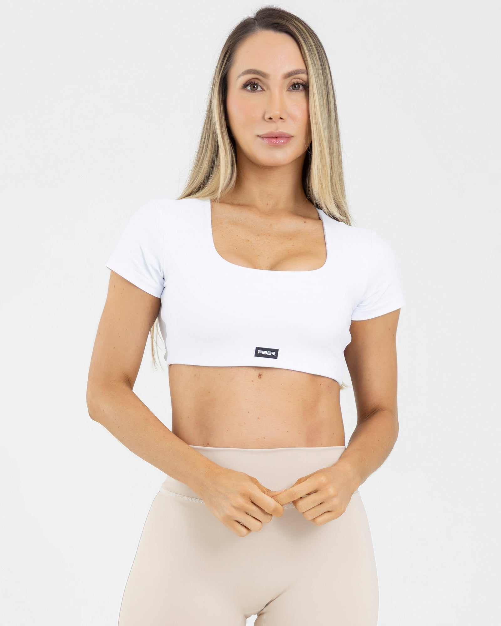 Top manga corta edge blanco level up FIBRA