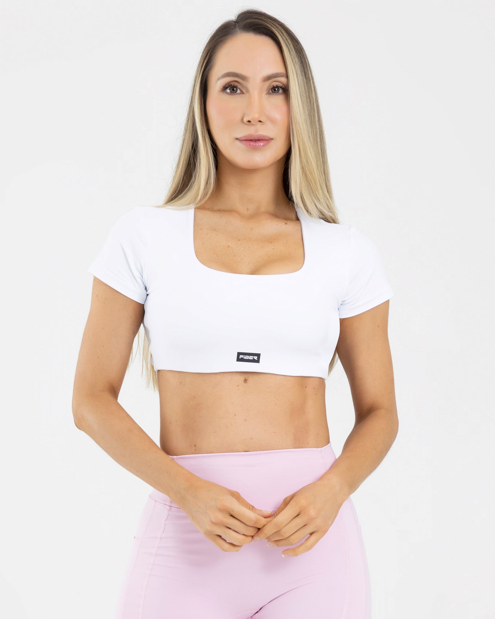 Top manga corta edge blanco level up FIBRA