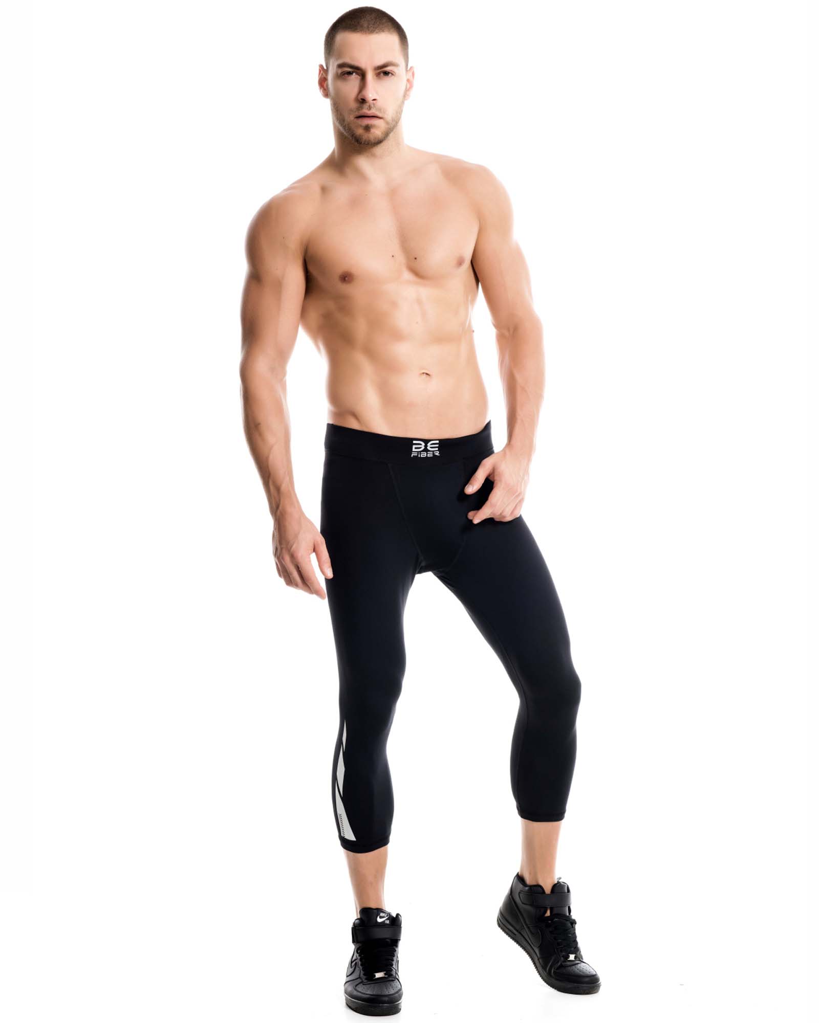 Leggings cortos para hombre negro FIBER - Main Image