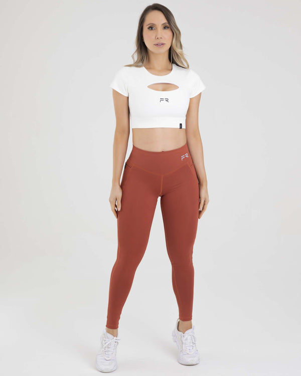 Leggings unicolor fibra terracota
