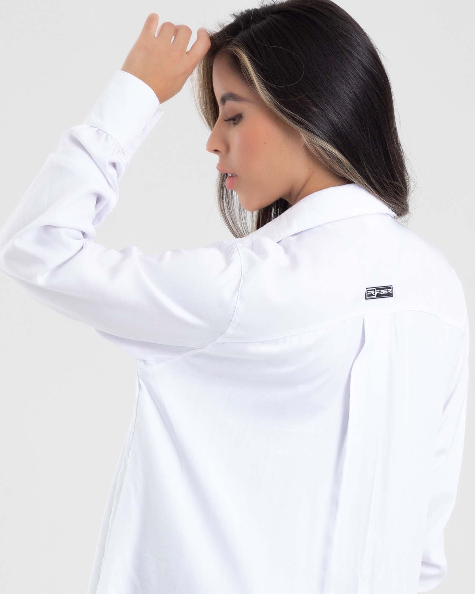 Blusa manga larga streetwear blanca shiny FIBER