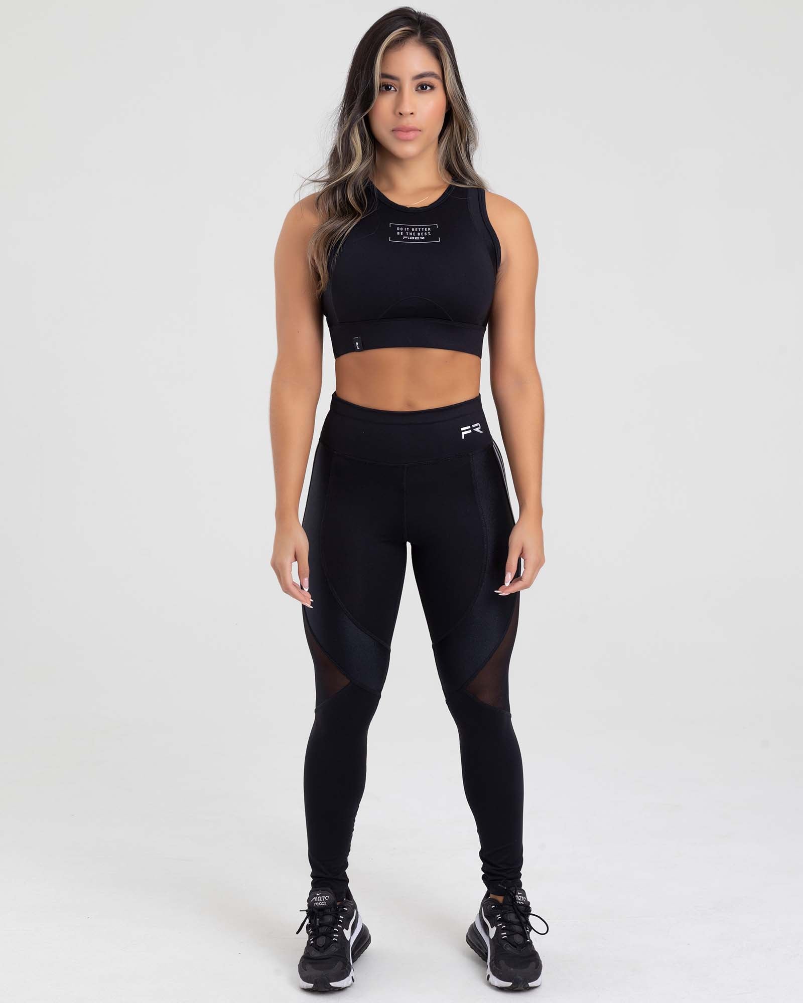 Leggings silver negro shiny FIBER