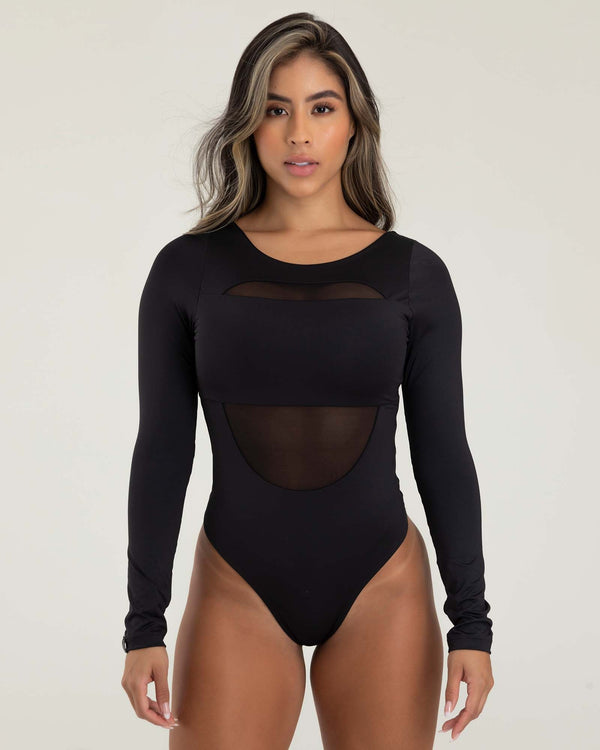 Body manga larga minimalist negro FIBER